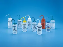 Safety Wash Bottles 500 ml, Methylethylketone, Natural bottle, wide neck, green cap,6pk